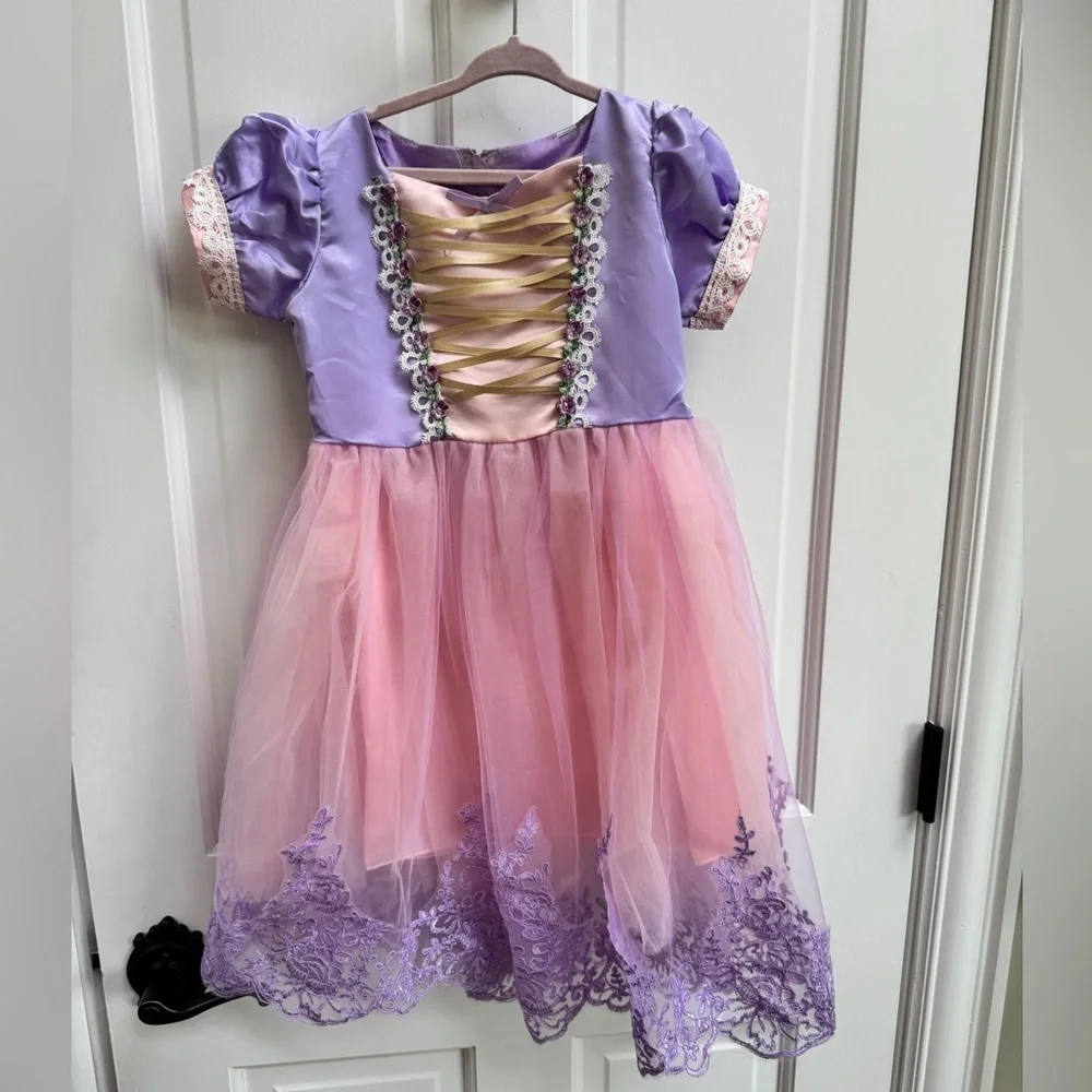 NWOT CUSTOM MADE GIrls Size Rapunzel Inspired 6 Kids Costume Pretend Play Dress